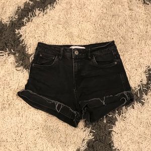 ZARA distressed high-waist shorts